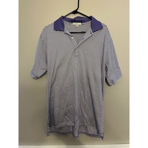 Peter Millar Purple White Stripe Polo large cotton - Picture 1 of 3
